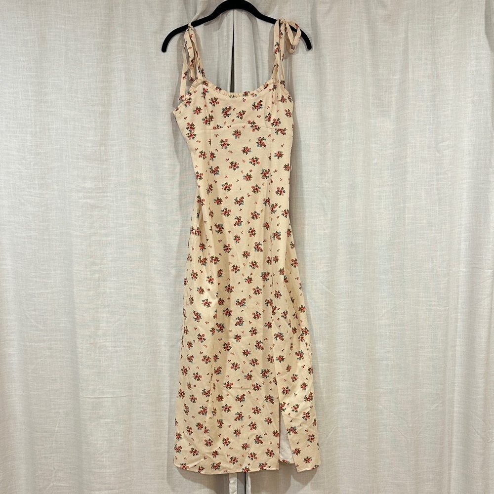 ZARA Floral Cream Sleeveless Dress